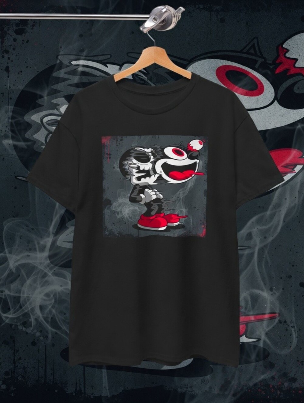Graphic T-Shirt with Red & White Cartoon Print